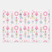 かわいいピンクのクリスマスくるみクラッカーバレエ ラッピングペーパーシート (正面2)