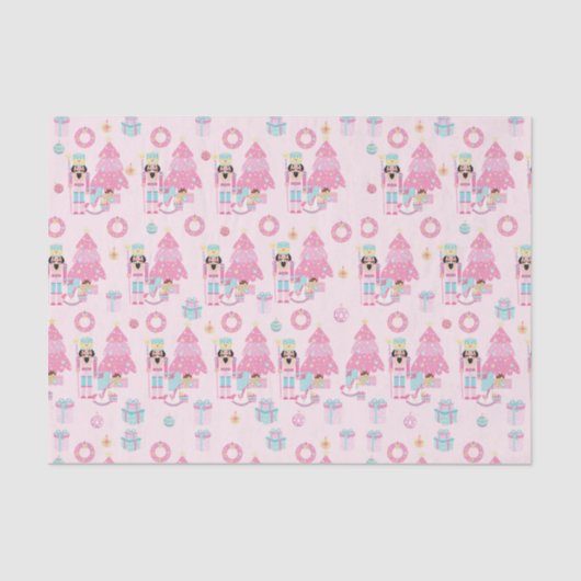 かわいいピンクのクリスマスくるみクラッカーバレエ 薄葉紙 (正面)