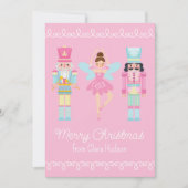 かわいいピンクのクリスマスくるみクラッカー シーズンカード (正面)