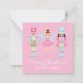 かわいいピンクのクリスマスくるみクラッカー ノートカード (正面)