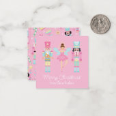 かわいいピンクのクリスマスくるみクラッカー ノートカード (正面/裏面インサイチュ)