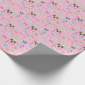 かわいいピンクのクリスマスくるみクラッカー ラッピングペーパー (角)