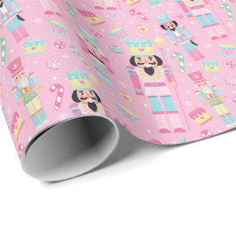 かわいいピンクのクリスマスくるみクラッカー ラッピングペーパー