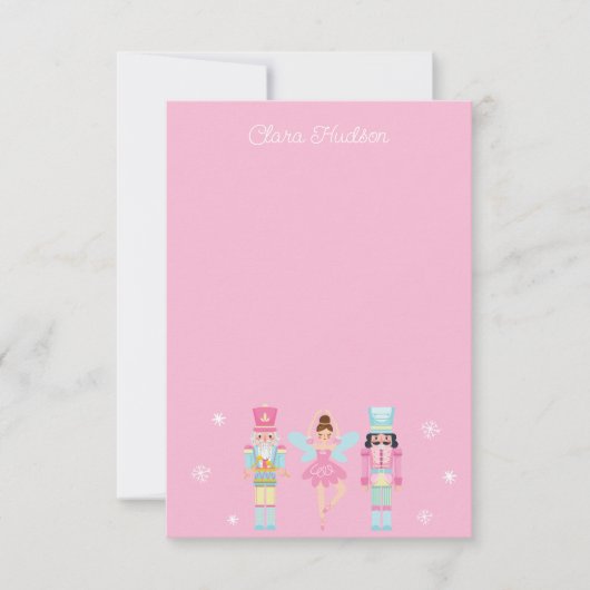 かわいいピンクのクリスマスくるみ割りパーソナライズされた器 サンキューカード (正面)