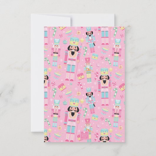 かわいいピンクのクリスマスくるみ割りパーソナライズされた器 サンキューカード (裏面)