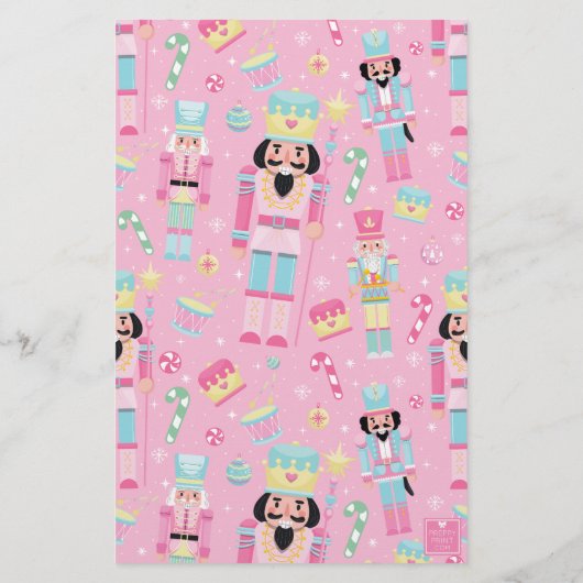 かわいいピンクのクリスマスくるみ割りパーソナライズされた器 便箋 (裏面)