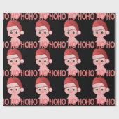 かわいいピンクのクリスマスでずる賢いサンタベビーピグ ラッピングペーパー (フラット)