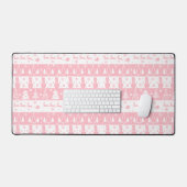 かわいいピンクのクリスマスの冬 デスクマット (キーボード&マウス)