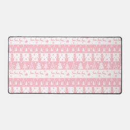 かわいいピンクのクリスマスの冬 デスクマット