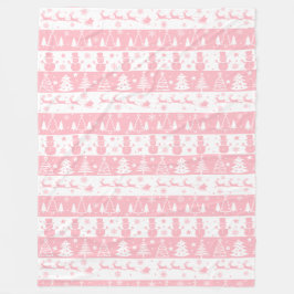 かわいいピンクのクリスマスの冬 フリースブランケット