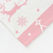 かわいいピンクのクリスマスの冬 フリースブランケット (角)