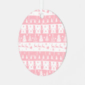 かわいいピンクのクリスマスの冬 メタルオーナメント (正面左)