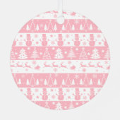 かわいいピンクのクリスマスの冬 メタルオーナメント (裏面)