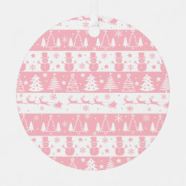 かわいいピンクのクリスマスの冬 メタルオーナメント