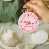 かわいいピンクのクリスマスカスタムのドードルの姓 フェイバータグ