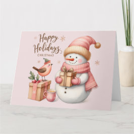 かわいいピンクのクリスマスカード カード