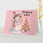 かわいいピンクのクリスマスカード カード (黄色い花)