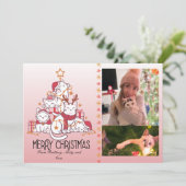 かわいいピンクのクリスマスキティー シーズンカード (スタンド正面)