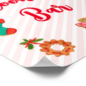 かわいいピンクのクリスマスクッキーバーサイン ポスター (角)