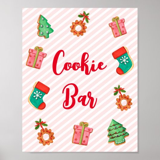 かわいいピンクのクリスマスクッキーバーサイン ポスター (正面)