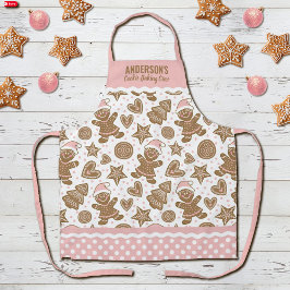 かわいいピンクのクリスマスクッキーベーキングクルー エプロン
