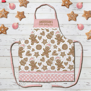 かわいいピンクのクリスマスクッキーベーキングクルー エプロン