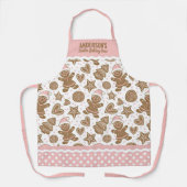 かわいいピンクのクリスマスクッキーベーキングクルー エプロン (正面)