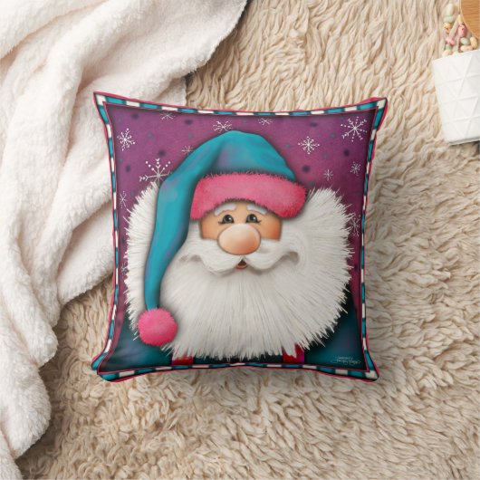 かわいいピンクのクリスマスサンタパーソナライズされたー名 クッション (ブランケット)