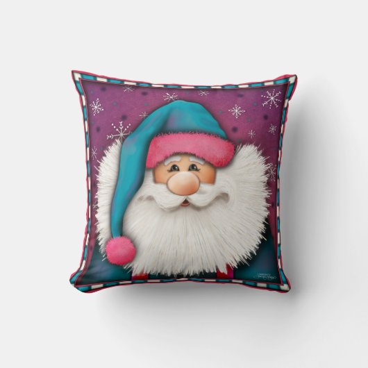 かわいいピンクのクリスマスサンタパーソナライズされたー名 クッション (正面)
