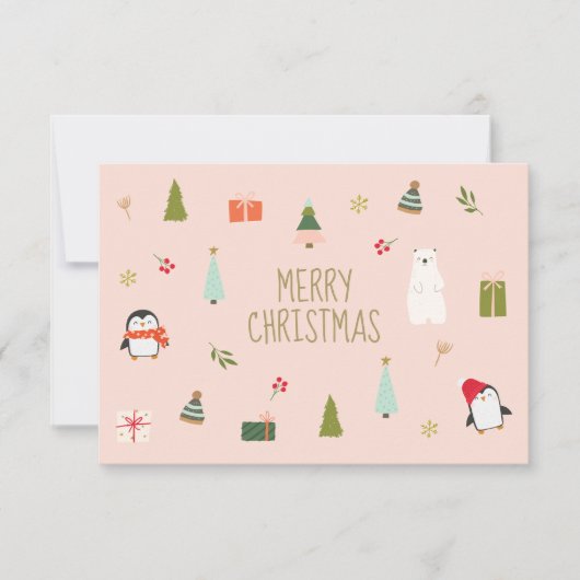 かわいいピンクのクリスマスシンボルパターン (正面)