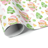 かわいいピンクのクリスマスタイガース ラッピングペーパー (ロールコーナー)