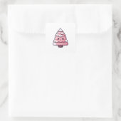 かわいいピンクのクリスマスツリーのイラスト スクエアシール (バッグ)