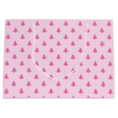 かわいいピンクのクリスマスツリーパターン ラージペーパーバッグ (正面)
