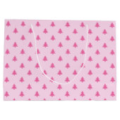 かわいいピンクのクリスマスツリーパターン ラージペーパーバッグ (裏面)