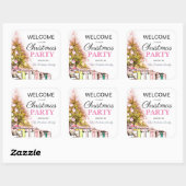 かわいいピンクのクリスマスツリーホリデーパーティーウェルカム スクエアシール (シート)
