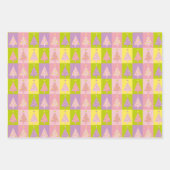 かわいいピンクのクリスマスツリー ラッピングペーパーシート (正面3)