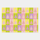 かわいいピンクのクリスマスツリー ラッピングペーパーシート (正面2)