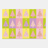 かわいいピンクのクリスマスツリー ラッピングペーパーシート (正面)