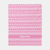 かわいいピンクのクリスマストナカイのパタパーソナライズされたーン フリースブランケット (正面)