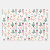 かわいいピンクのクリスマスナツクラッカーバレリーナ ラッピングペーパーシート (正面3)