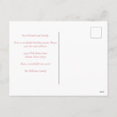 かわいいピンクのクリスマスハウスニューホームアドレス シーズンポストカード (裏面)