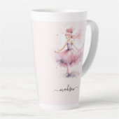 かわいいピンクのクリスマスバレリーナのスクリプト名 カフェラテマグ (右アングル)