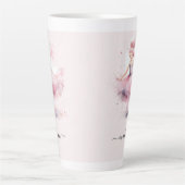 かわいいピンクのクリスマスバレリーナのスクリプト名 カフェラテマグ (正面)