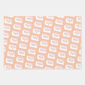 かわいいピンクのクリスマスパターンの子供たち ラッピングペーパーシート (正面)