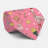 かわいいピンクのクリスマスフラミンゴとパイナップルパターン ネクタイ (ロール)