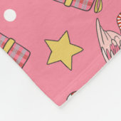 かわいいピンクのクリスマスフラミンゴとパイナップルパターン フリースブランケット (角)