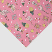 かわいいピンクのクリスマスフラミンゴとパイナップルパターン 薄葉紙 (詳細)