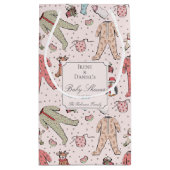 かわいいピンクのクリスマスベビーシャワー スモールペーパーバッグ (裏面)