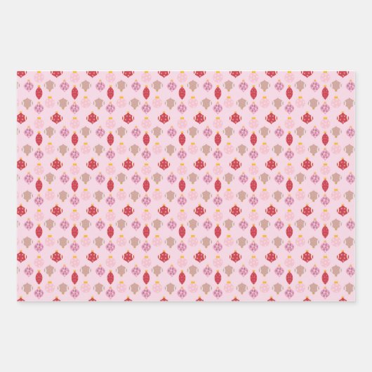 かわいいピンクのクリスマスラッピング紙 ラッピングペーパーシート (正面)
