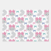 かわいいピンクのクリスマス猫 ラッピングペーパーシート (正面)